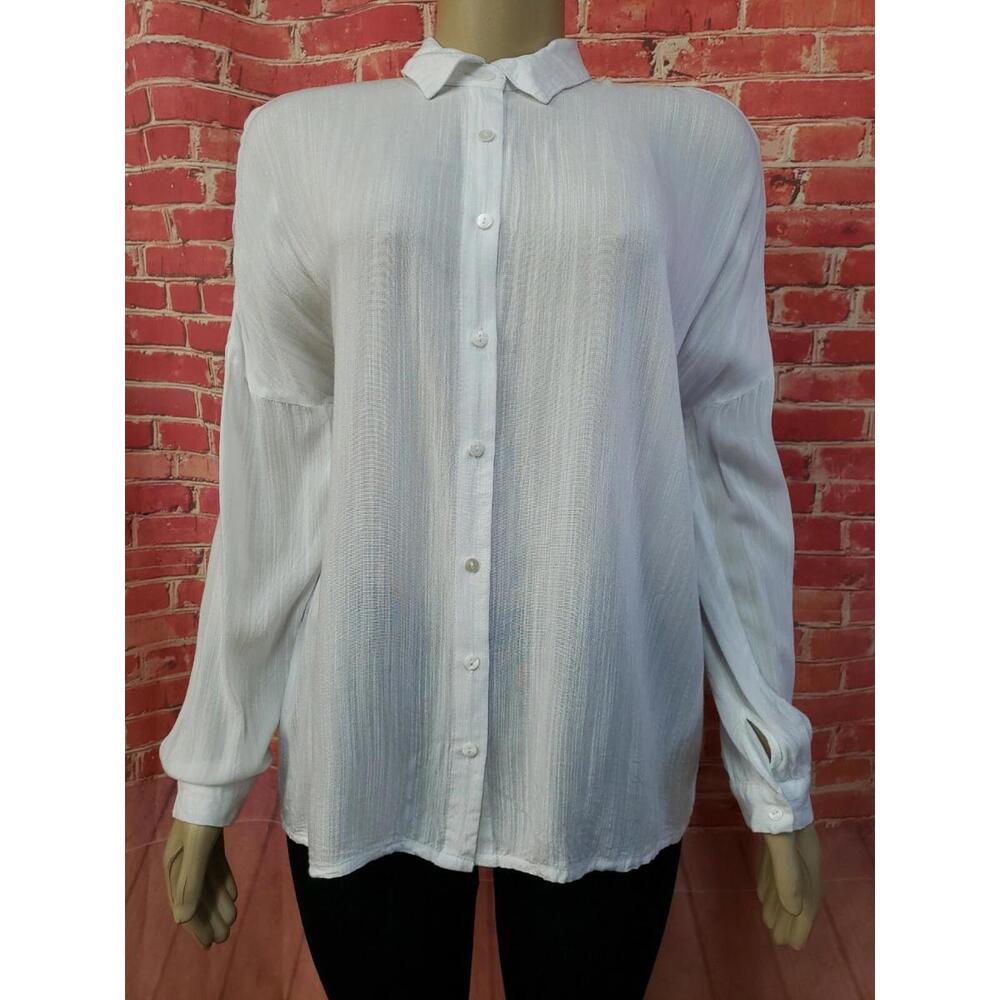 Sybilla Collection Designer White Button Up Women's Top Blouse Size S # C
